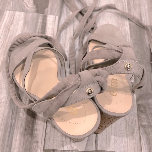 Guess like new ankle tie tan wedges. - Picture 4 of 7